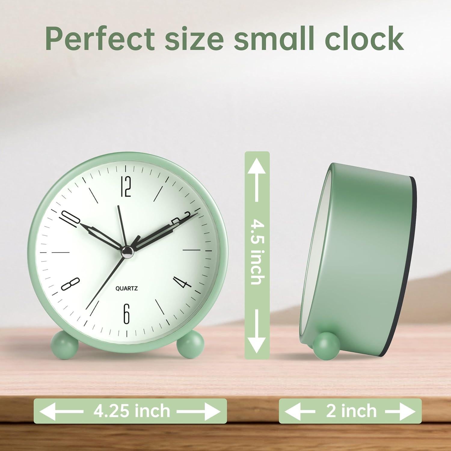 Reloj de Alarma Analógico JALL Verde 10 cm Silencioso