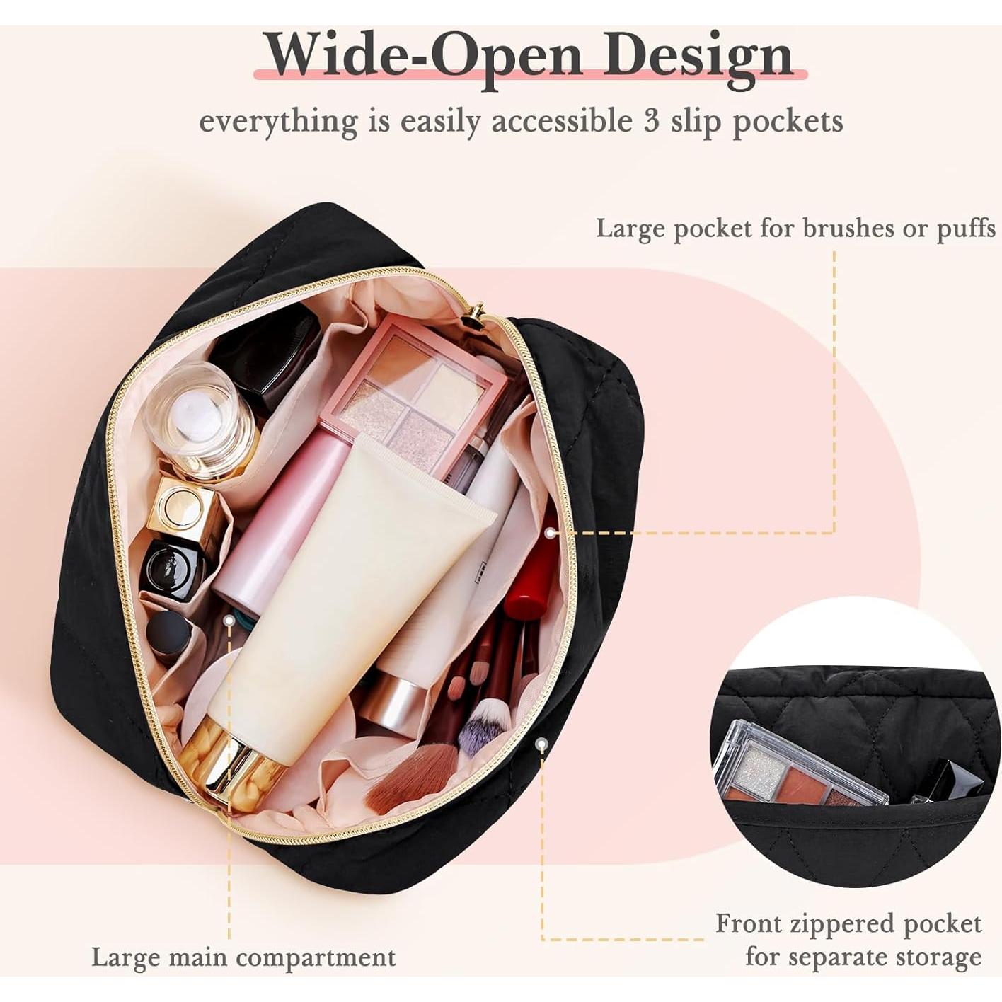 Bolsa de Maquillaje Noozion Acolchada para Mujeres - Negro