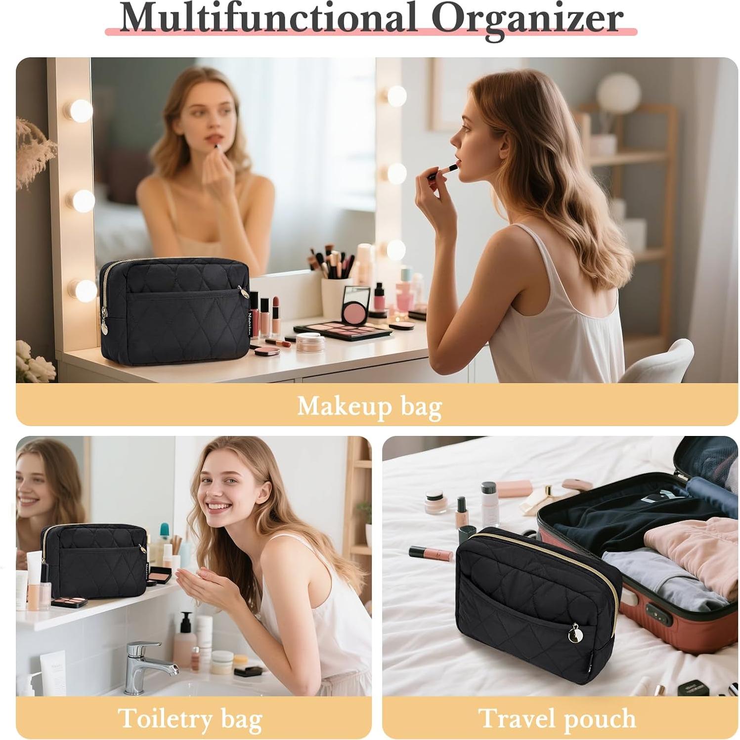 Bolsa de Maquillaje Noozion Acolchada para Mujeres - Negro
