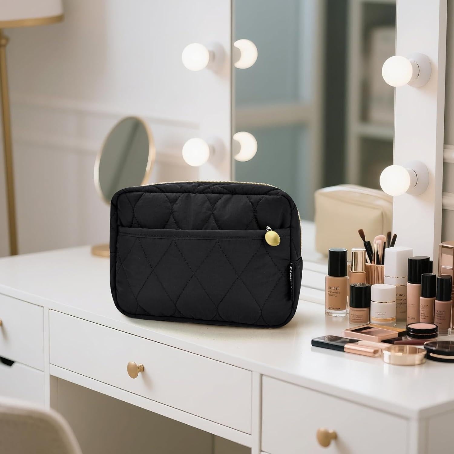 Bolsa de Maquillaje Noozion Acolchada para Mujeres - Negro
