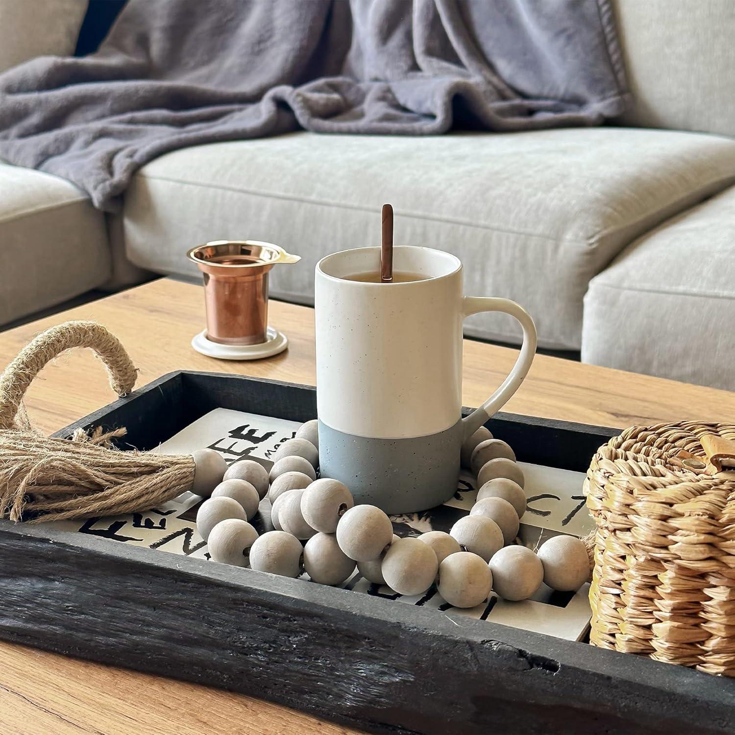 Taza de Té Cerámica Mora con Infusor y Tapa 355 ml Yeso