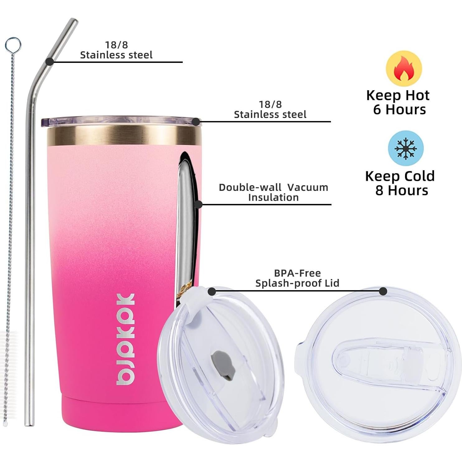 Vaso Aislado de Acero Inoxidable BJPKPK 20oz Flor de Cerezo