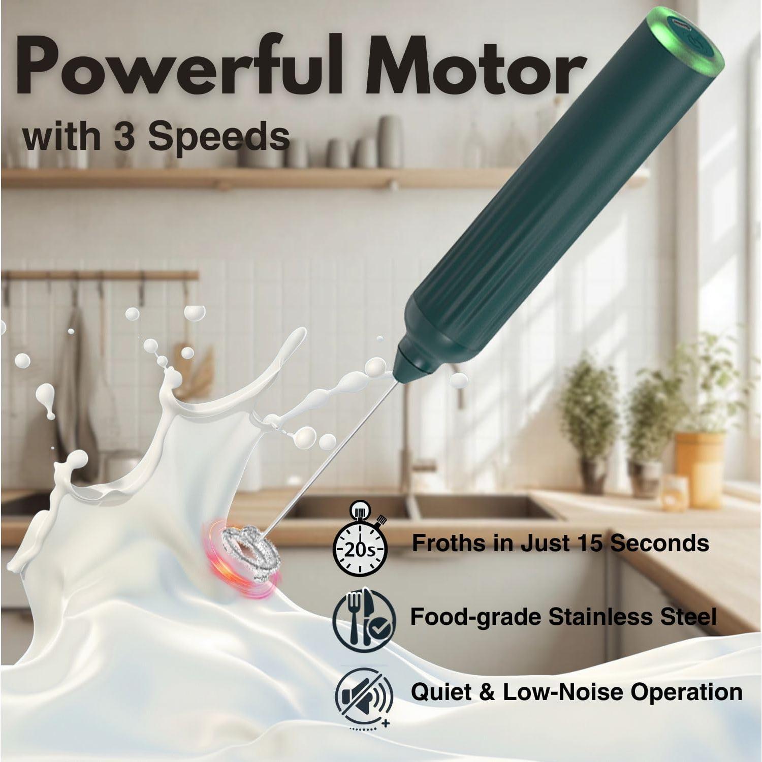 Espumador de Leche VOMELON Recargable 3 Velocidades Verde