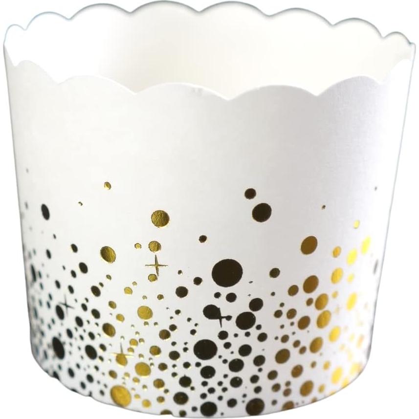 Paquete de 50 Tazas de Papel Bake-In-Cup Grande Confeti Dorado