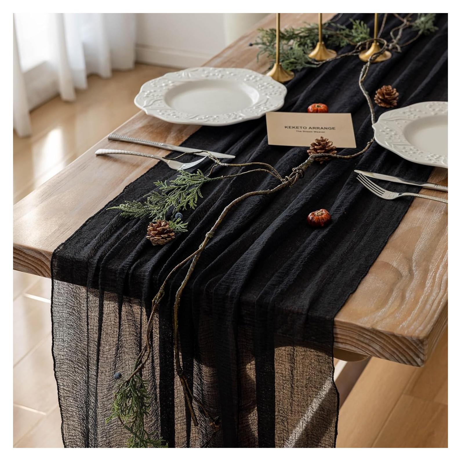 Caminito de Mesa Negro de Gasa de Queso Algodón 304.8x88.9 cm