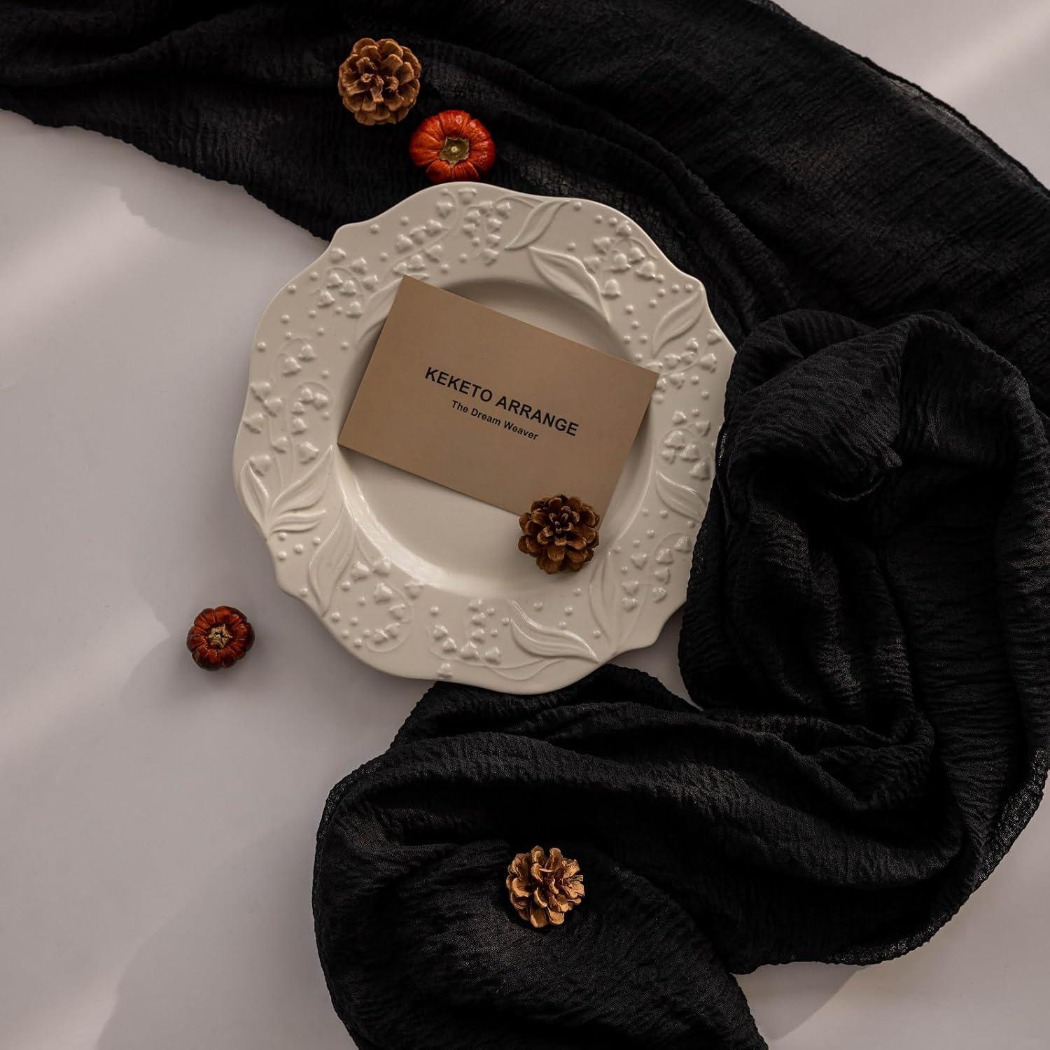 Caminito de Mesa Negro de Gasa de Queso Algodón 304.8x88.9 cm