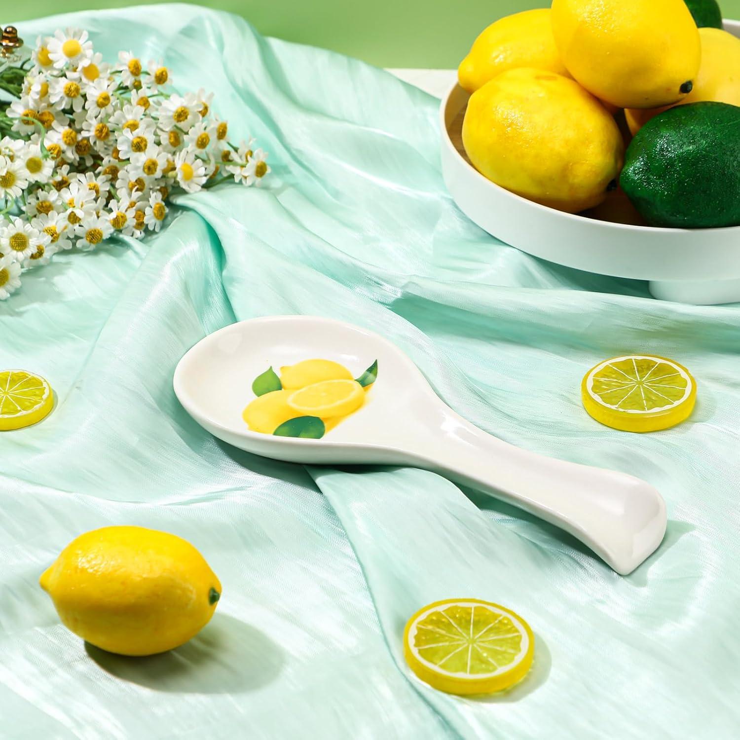 Soporte para Cucharas de Limón Cerámica Amarillo 23.5x10.4cm