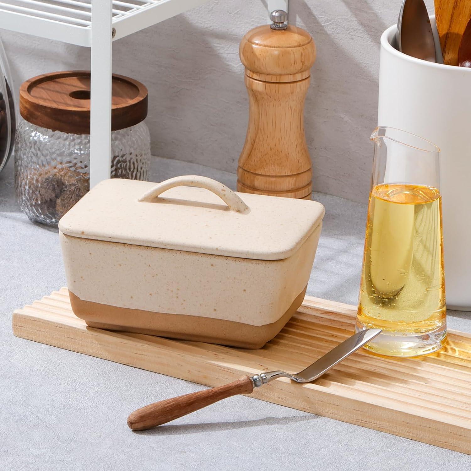 Plato de Mantequilla Cerámica NUTRIUPS con Tapa Vintage 1 Barra