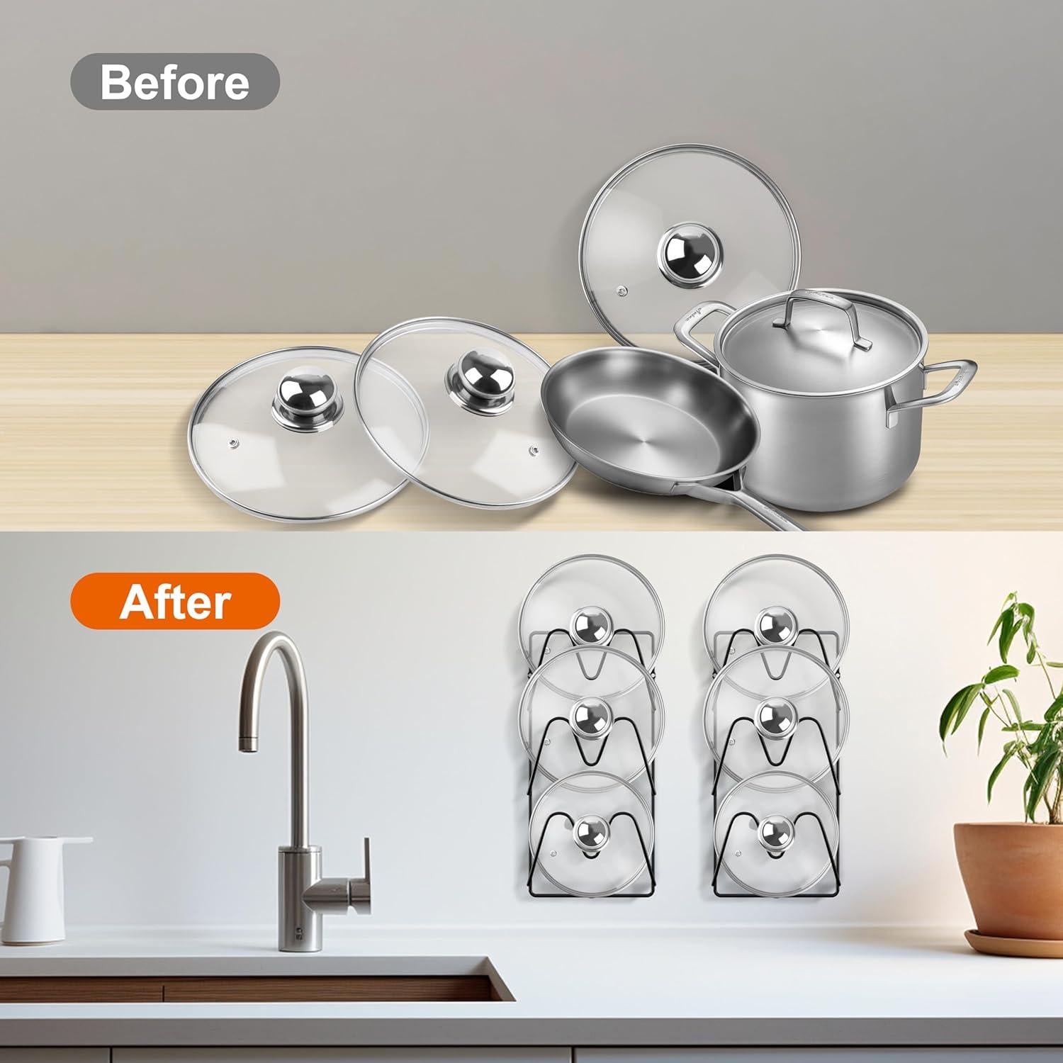 Organizador de Tapas de Olla UpChoNice 2 Paquetes 6 Niveles Negro