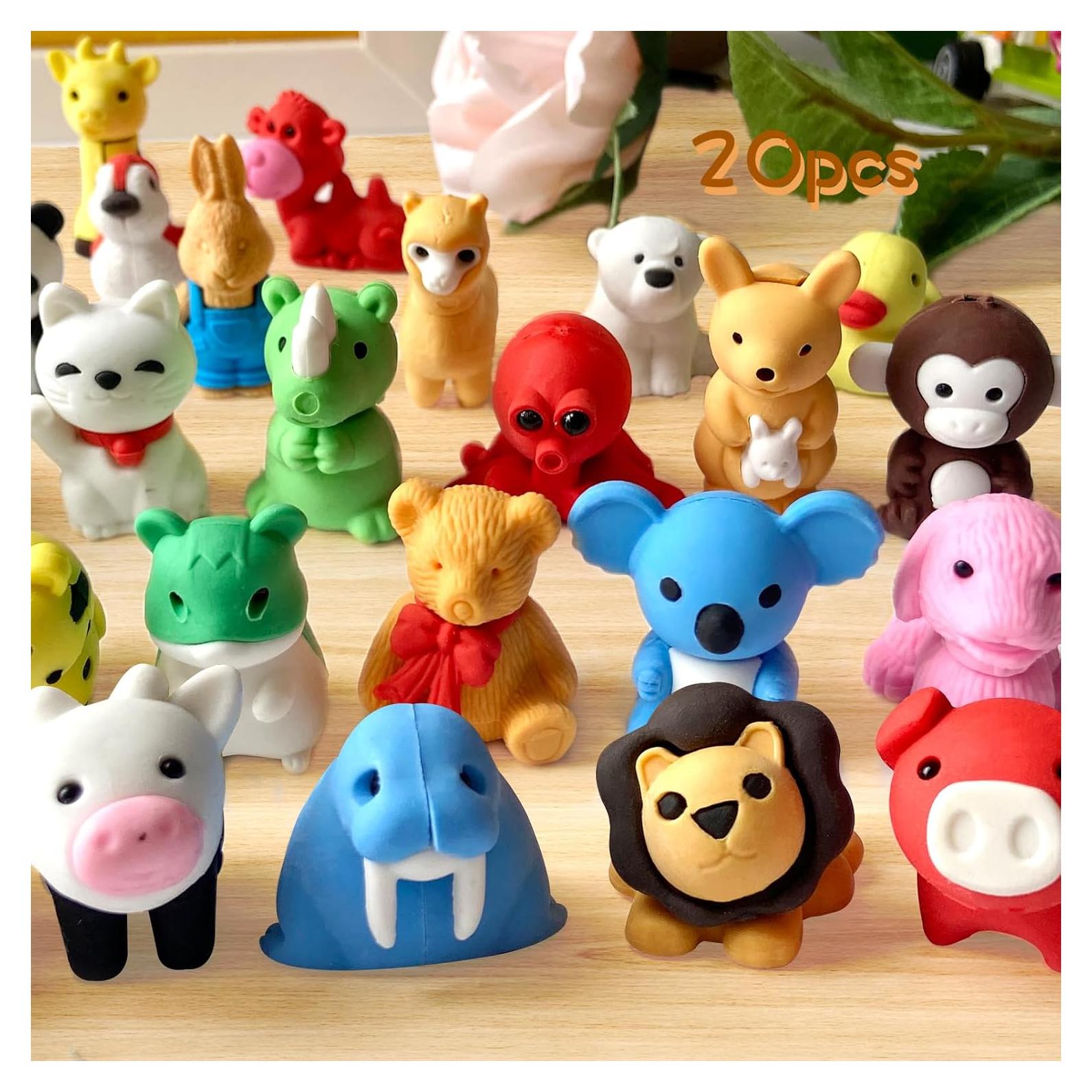 Kleeblatt 20PCS Assembled Animal Erasers for Kids Bulk, Puzzle Mini Fun Desk Pets for Student Classroom, Treasure Box Prizes,Party Favors for Kids Goodie Bags, Back to School Gifts for Students