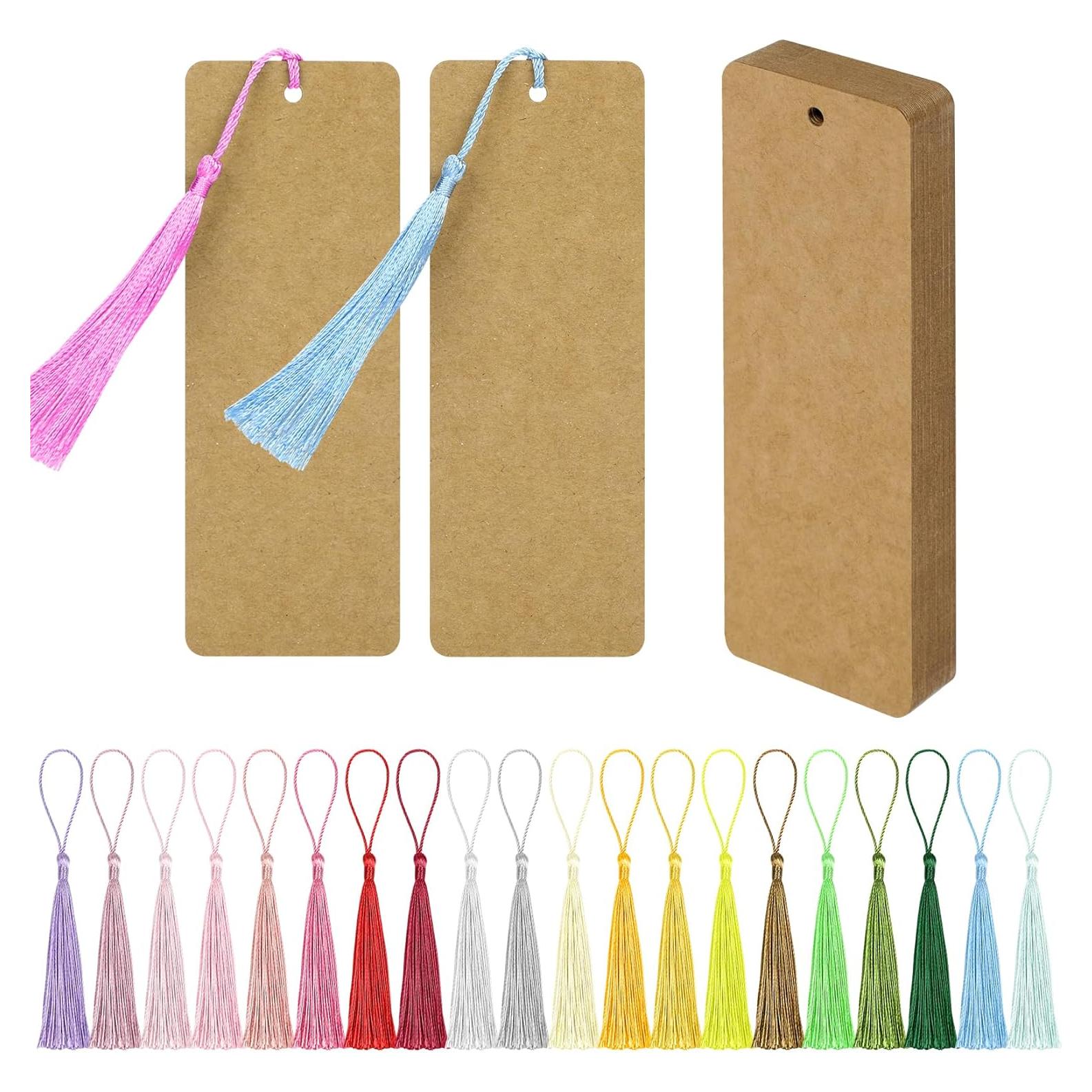 75 Marcadores en Blanco KaloTidy con Borlas Coloridas 14x5 cm