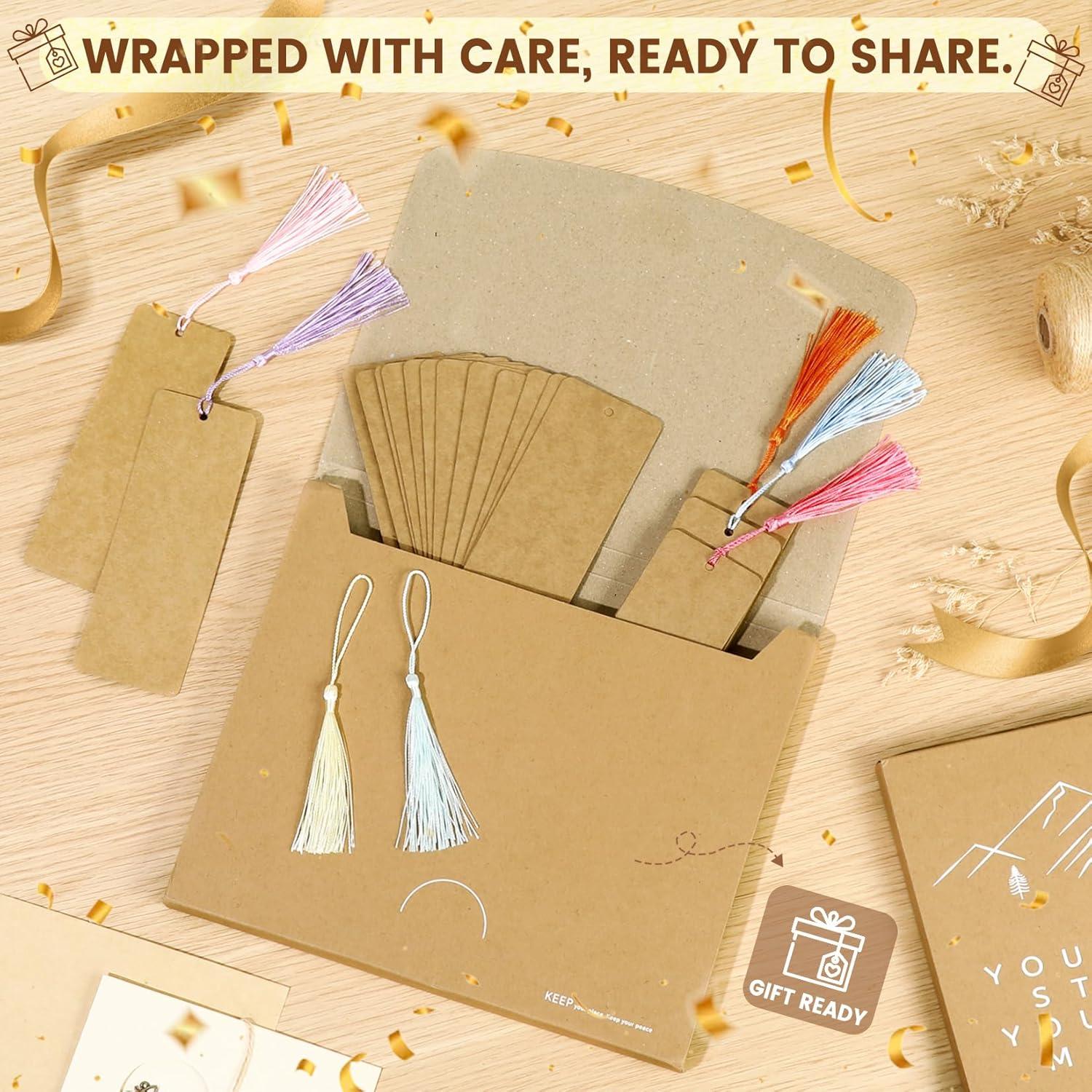 75 Marcadores en Blanco KaloTidy con Borlas Coloridas 14x5 cm