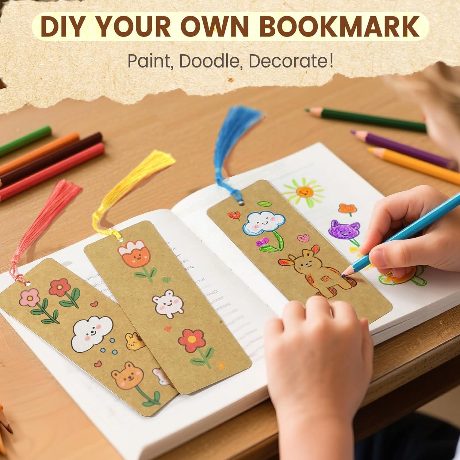 75 Marcadores en Blanco KaloTidy con Borlas Coloridas 14x5 cm