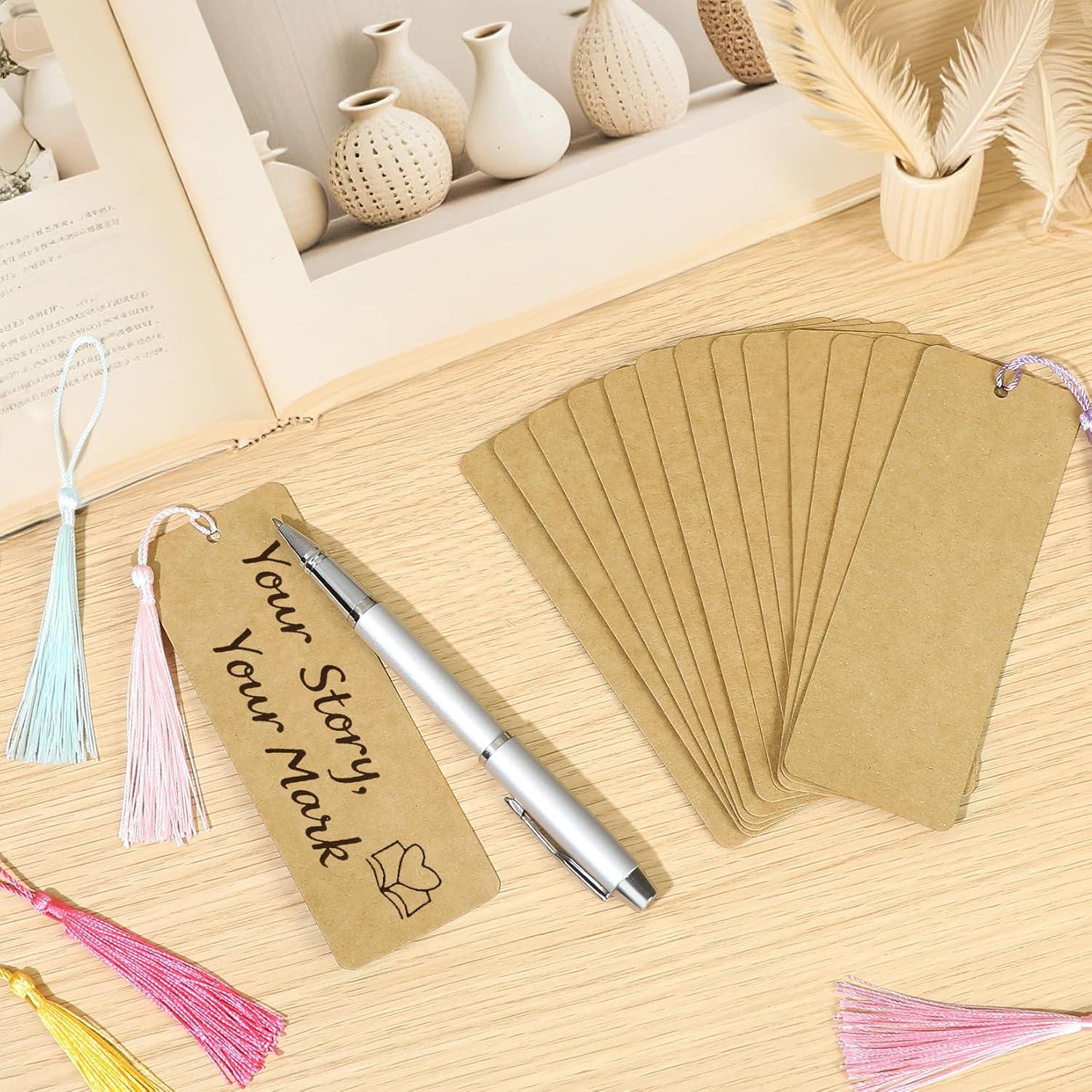 75 Marcadores en Blanco KaloTidy con Borlas Coloridas 14x5 cm