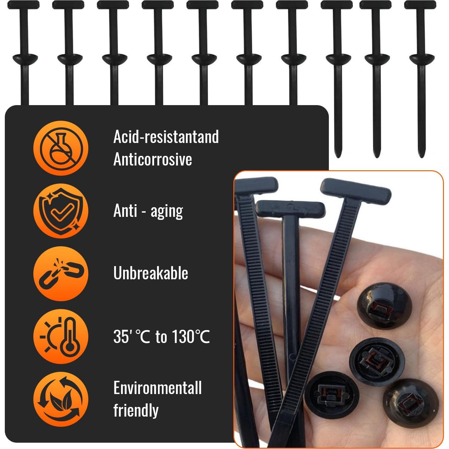 100 Hebillas de Cinta de Cable Nylon Meitelasi - Sujetadores Resistentes