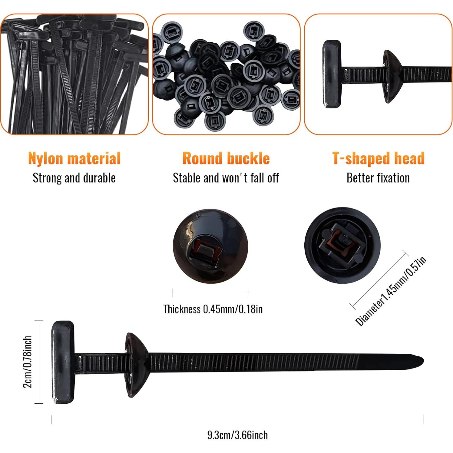 100 Hebillas de Cinta de Cable Nylon Meitelasi - Sujetadores Resistentes