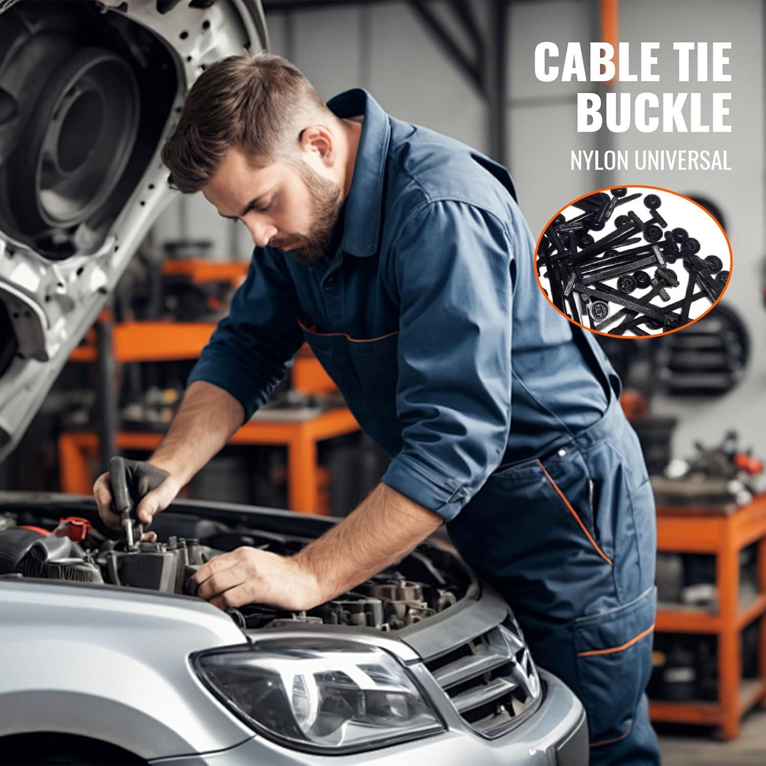 100 Hebillas de Cinta de Cable Nylon Meitelasi - Sujetadores Resistentes