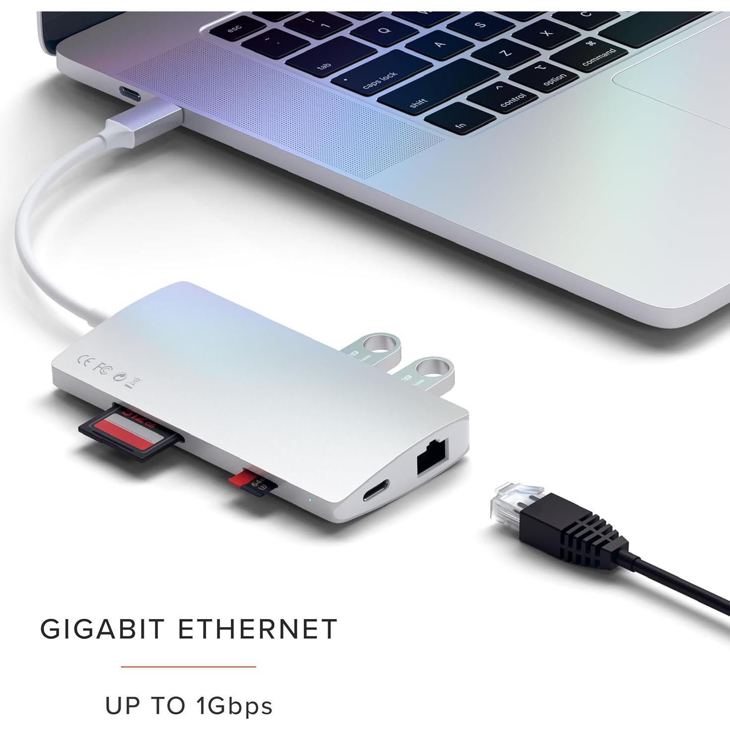 Adaptador Multiport USB-C 8 en 1 Satechi V2 4K HDMI Plata