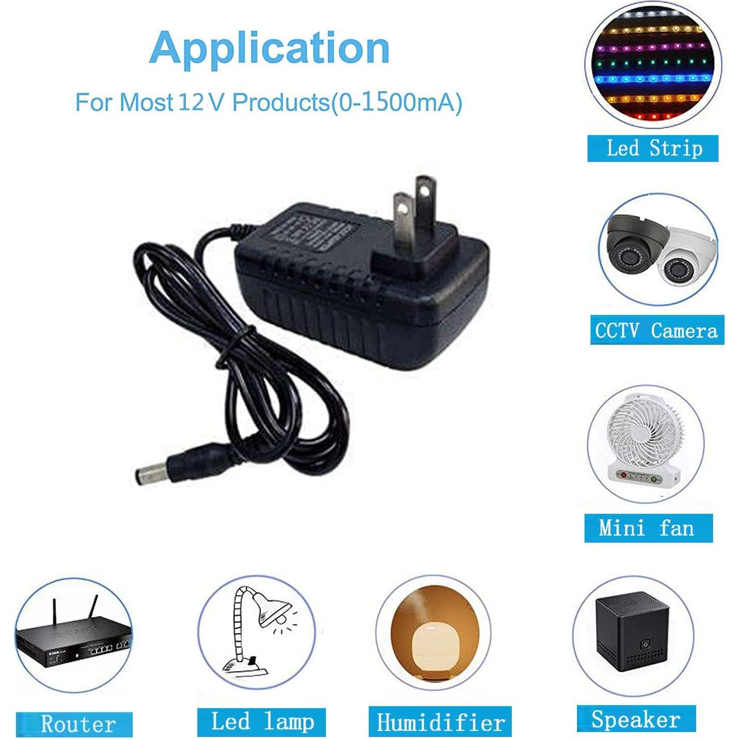 Adaptador de corriente 12V 1.5A MTYTOT para LED y CCTV