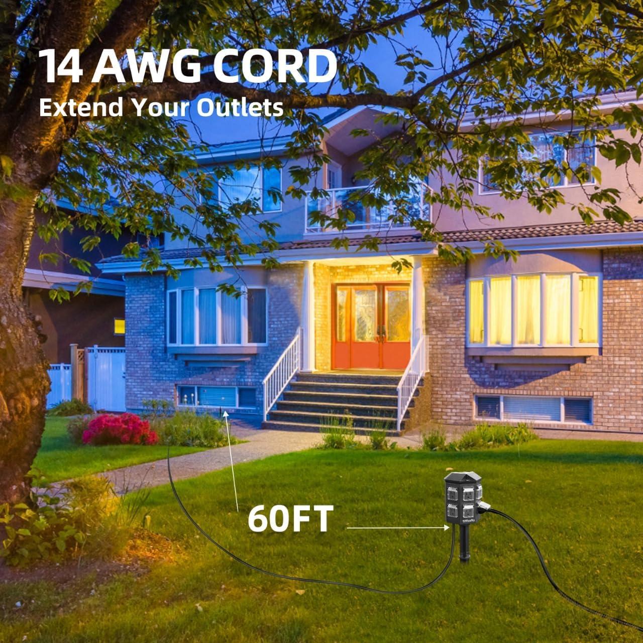 Toma de Corriente Exterior TiFFCOFiO 18.3 m Impermeable 6 Salidas