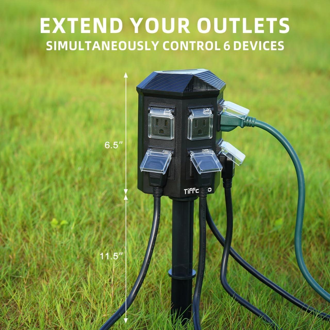 Toma de Corriente Exterior TiFFCOFiO 18.3 m Impermeable 6 Salidas