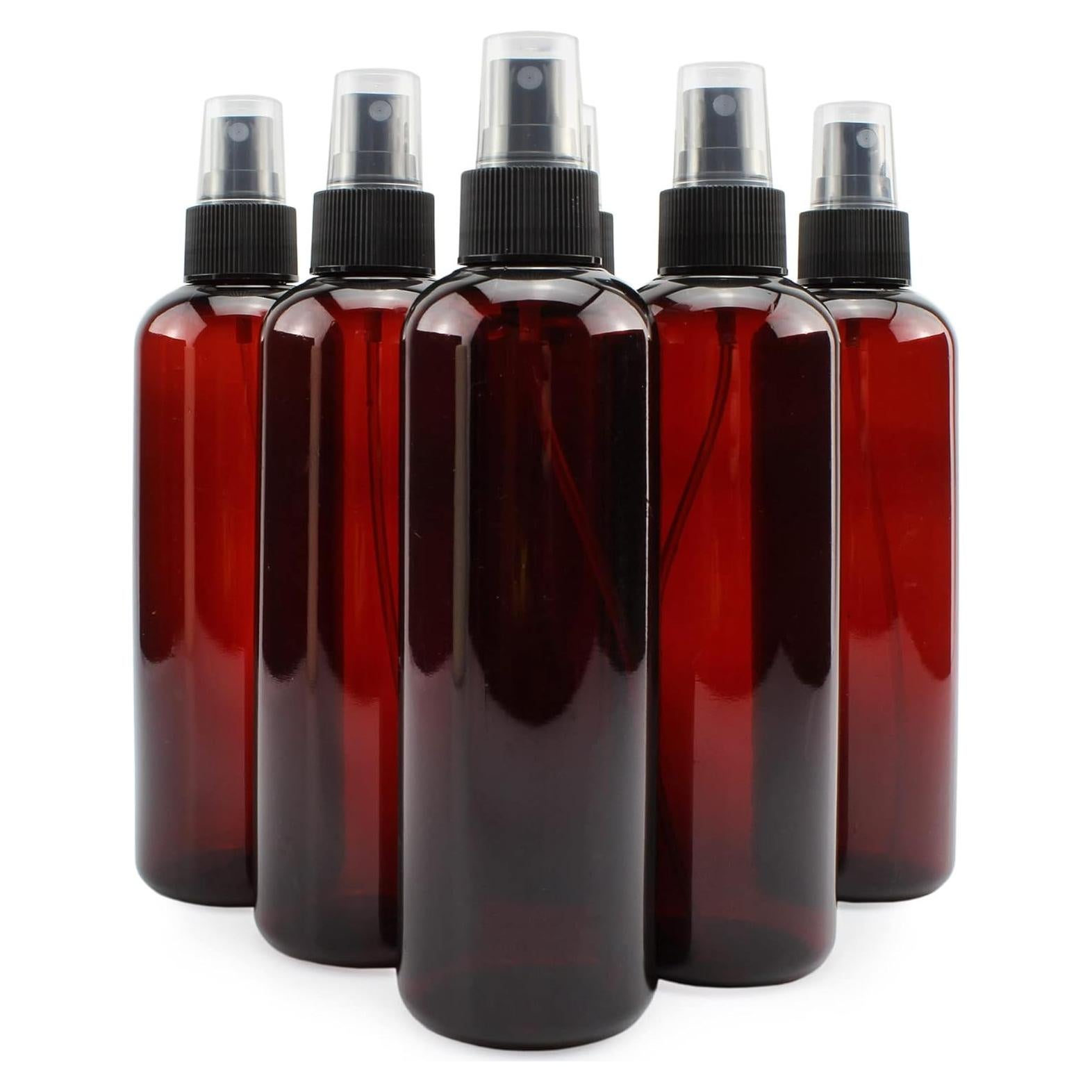 Botellas de Spray Plástico Ámbar 8oz Cornucopia - Paquete 6