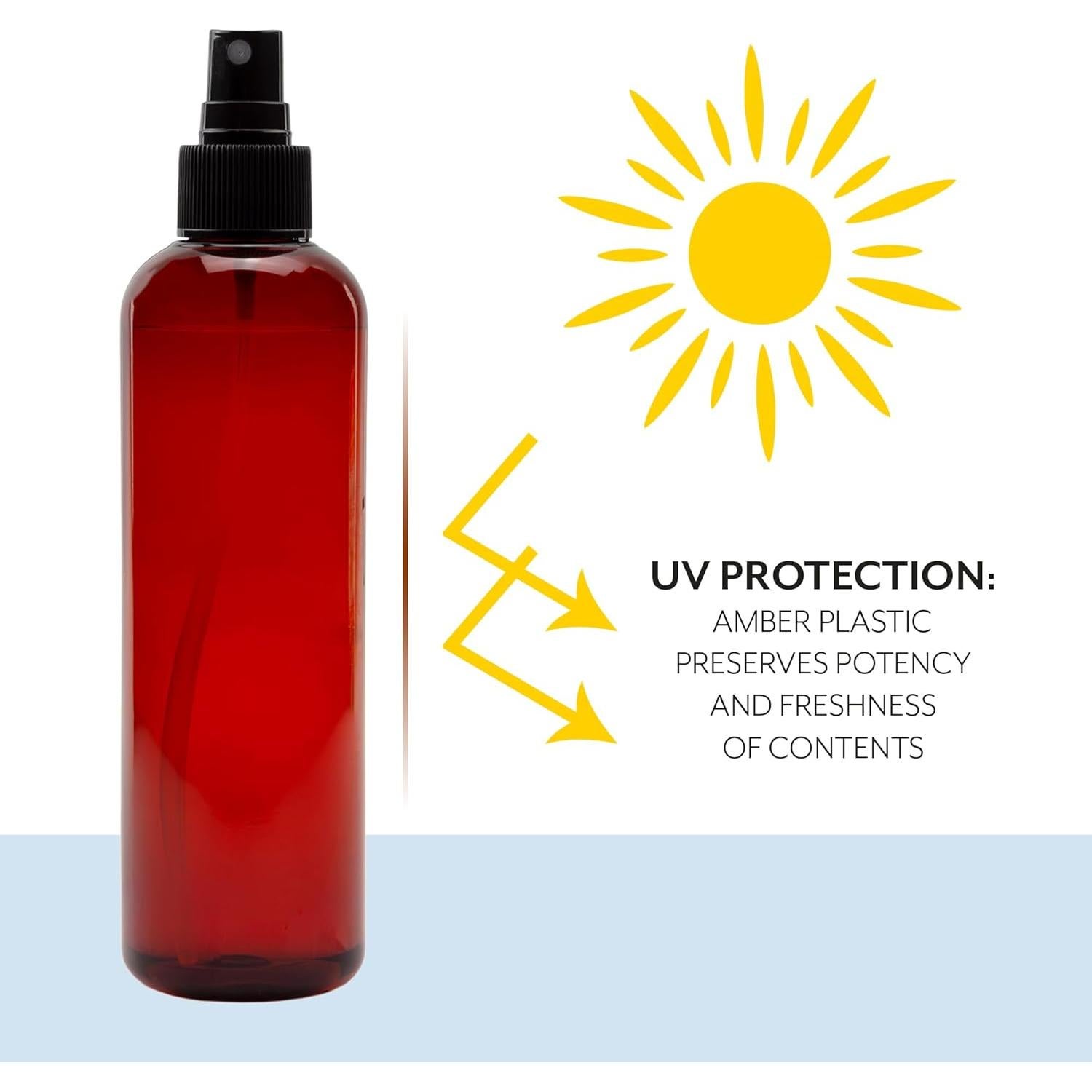 Botellas de Spray Plástico Ámbar 8oz Cornucopia - Paquete 6