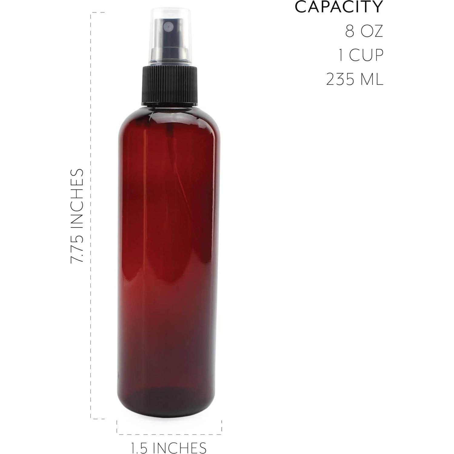 Botellas de Spray Plástico Ámbar 8oz Cornucopia - Paquete 6