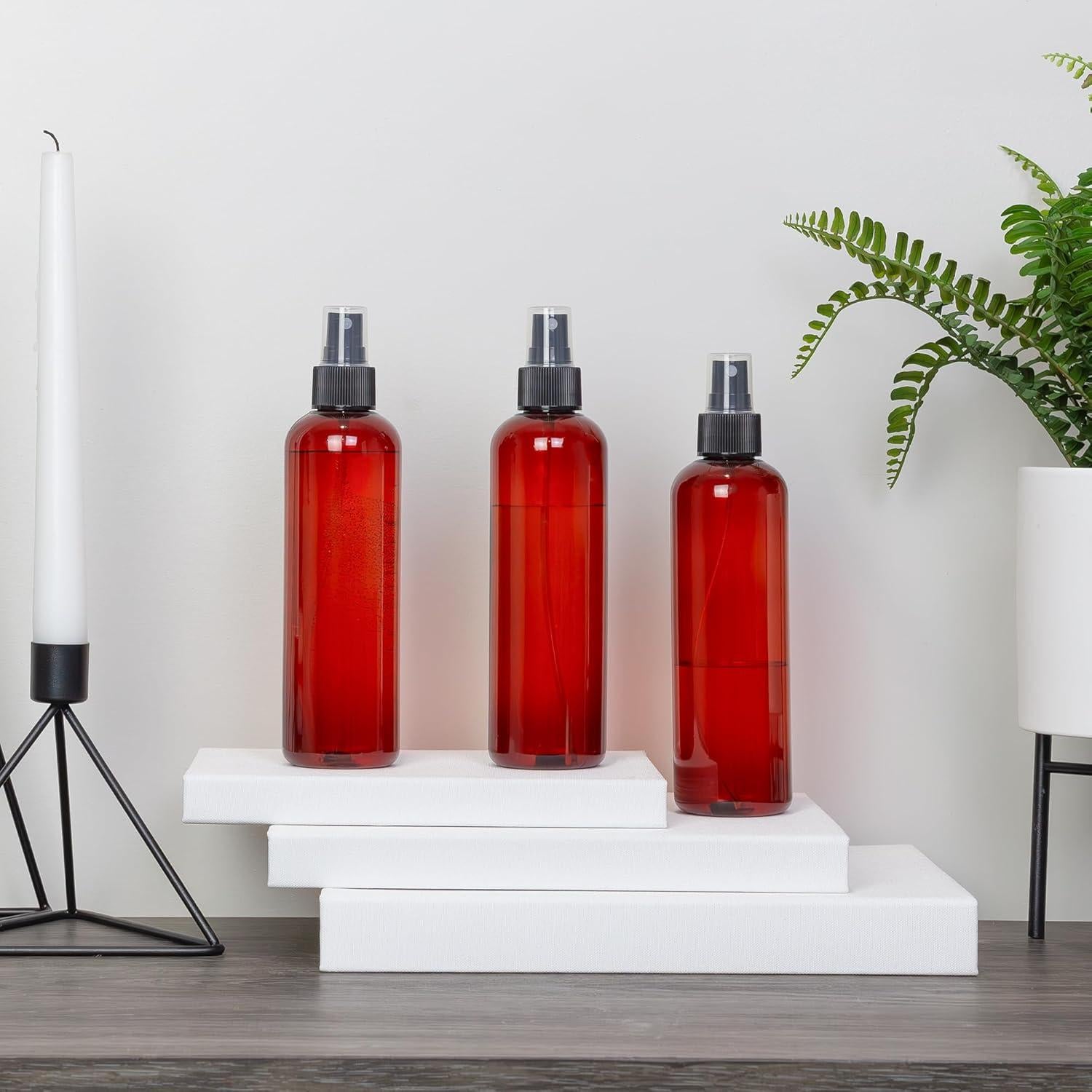 Botellas de Spray Plástico Ámbar 8oz Cornucopia - Paquete 6