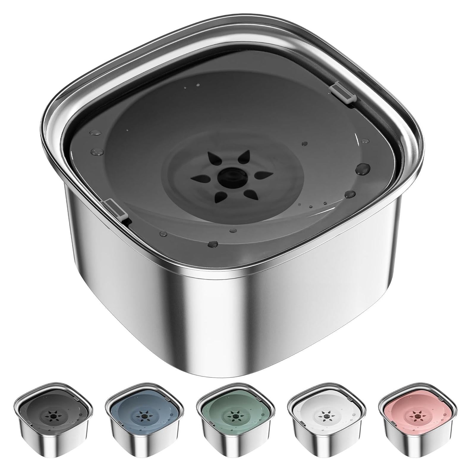 Cuenco de Agua para Perros UPSKY 3L Acero Inoxidable Antiderrames