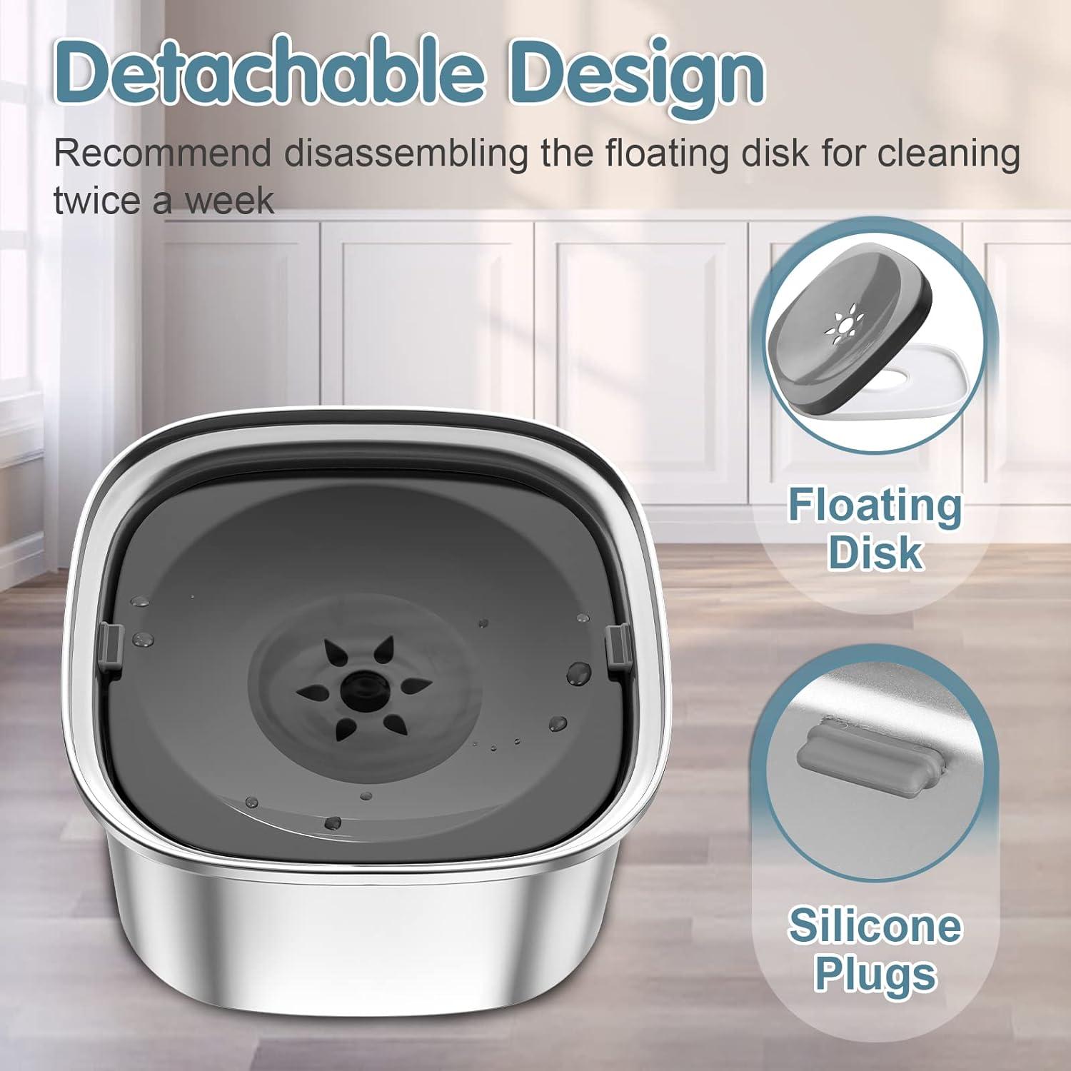 Cuenco de Agua para Perros UPSKY 3L Acero Inoxidable Antiderrames