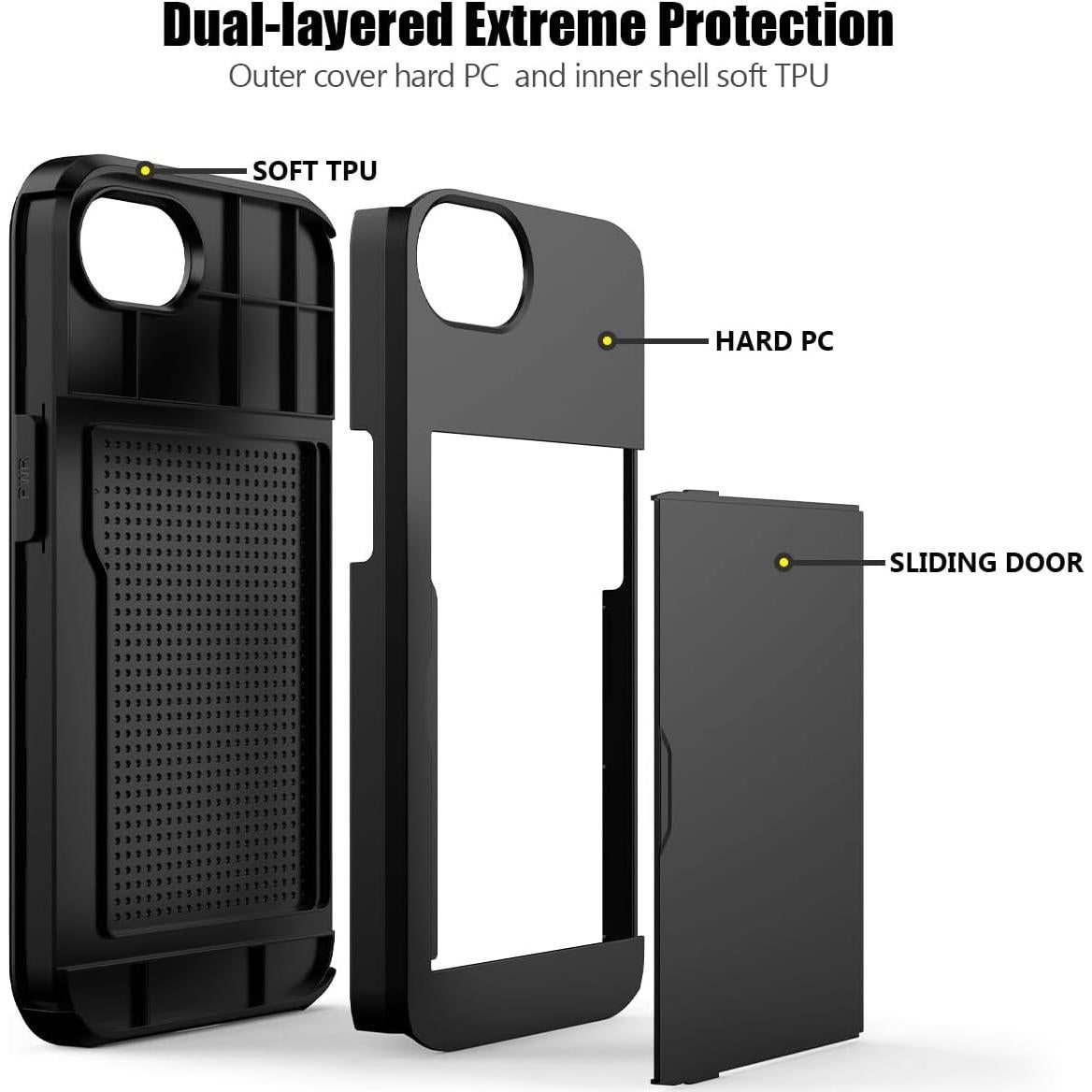 Funda Cartera Nvollnoe para iPhone 16e 6.1'' Doble Capa Negra