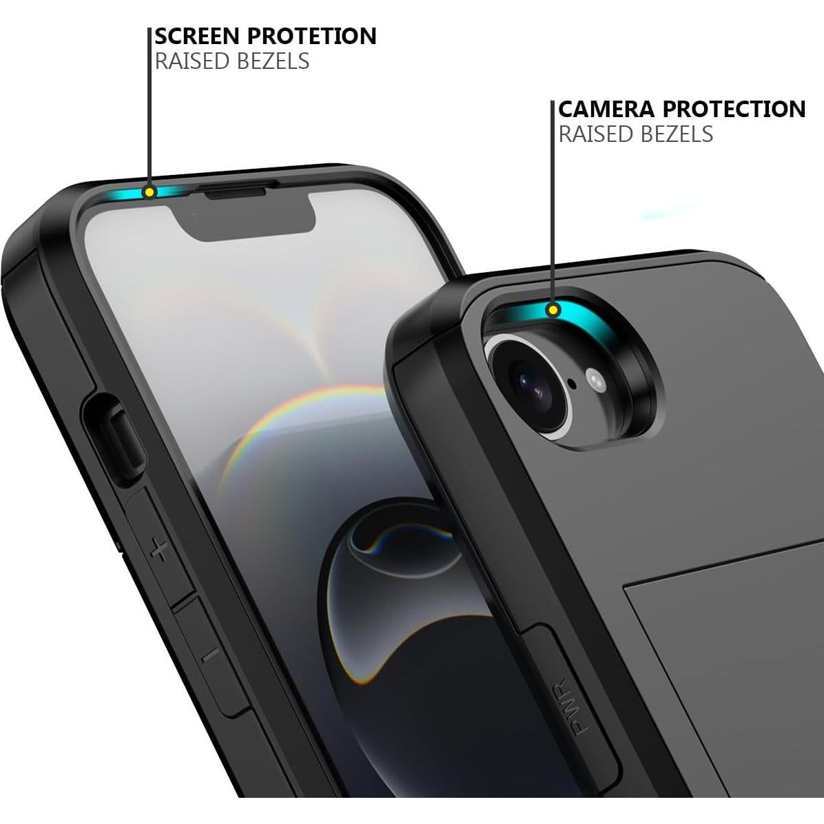 Funda Cartera Nvollnoe para iPhone 16e 6.1'' Doble Capa Negra