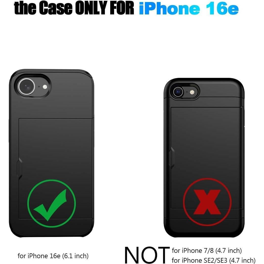 Funda Cartera Nvollnoe para iPhone 16e 6.1'' Doble Capa Negra