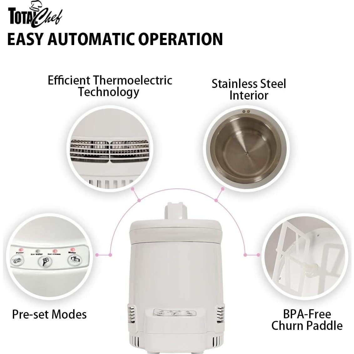 Máquina de Helados Koolatron Total Chef 1.2L Automática Blanca