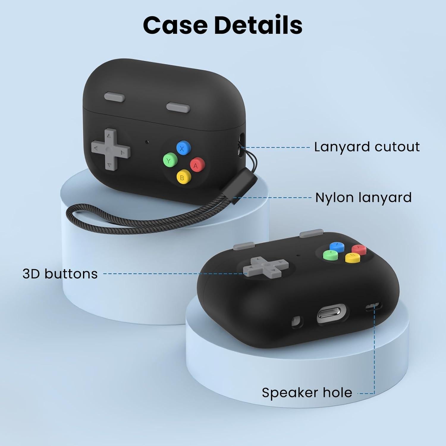 Funda Silicona Retro Delidigi para AirPods Pro 2 y 1 - Negro