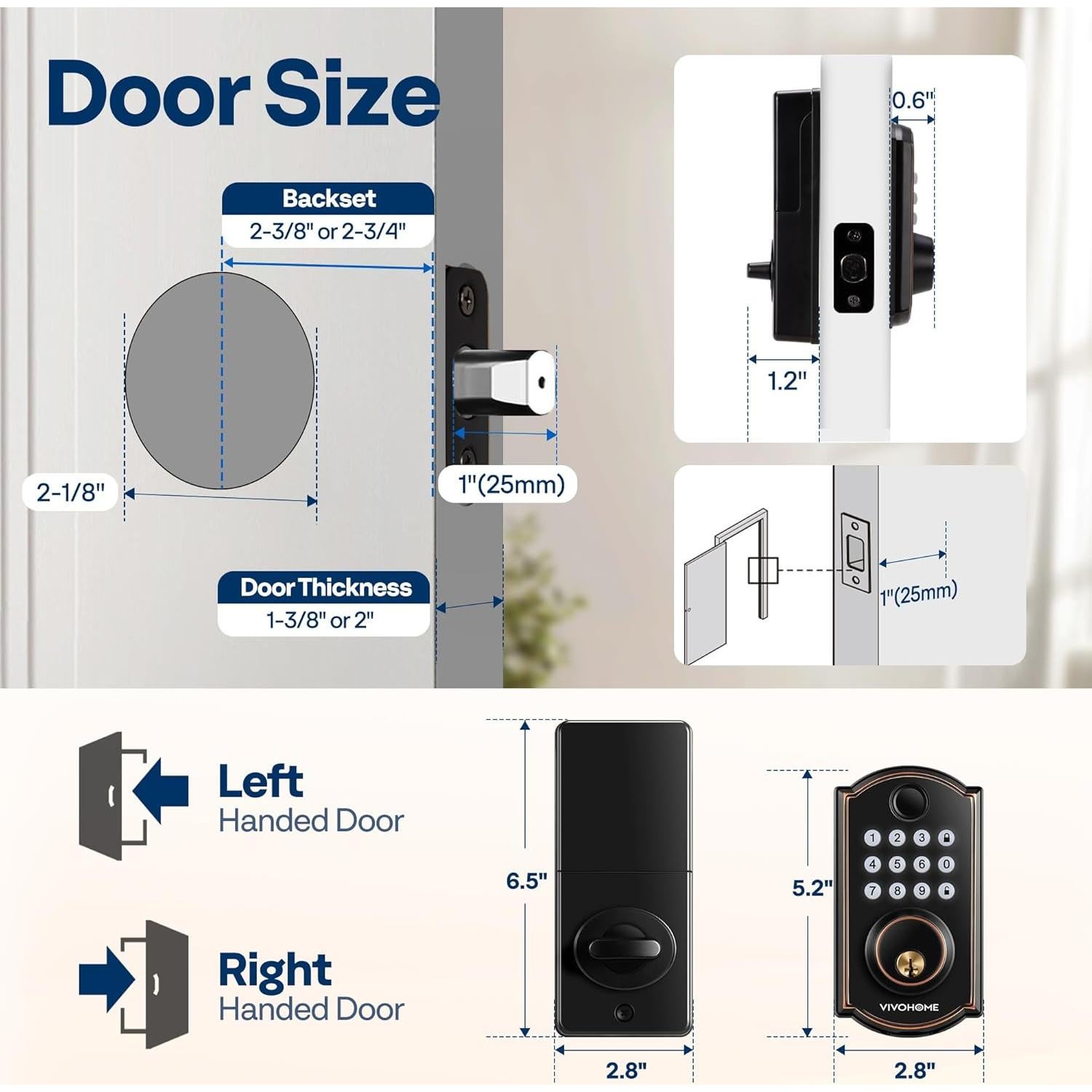 Cerradura Inteligente VIVOHOME Biométrica con Huella Digital