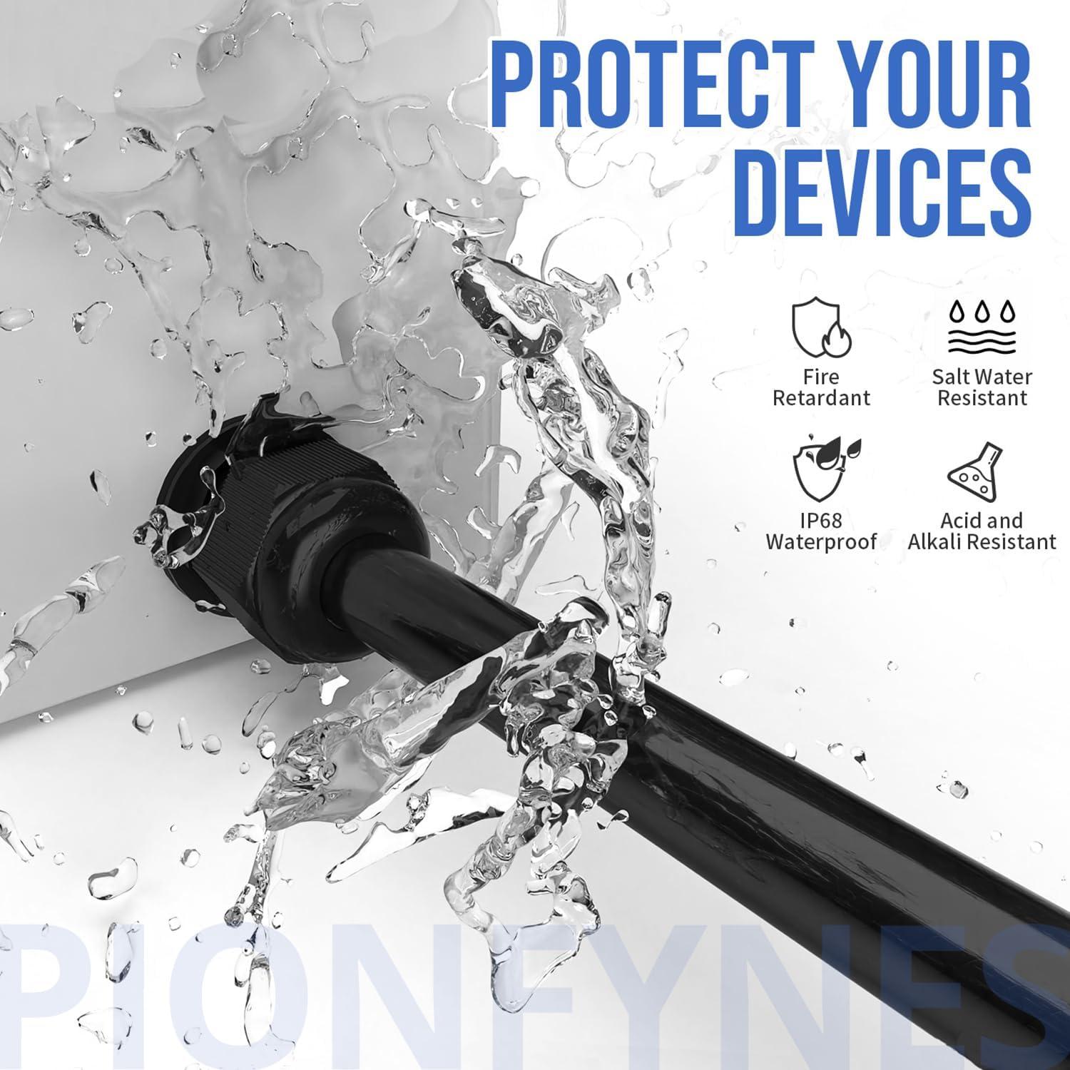 20 Conectores de Cable Impermeables PG7 PIONFYNES 3-6.5mm