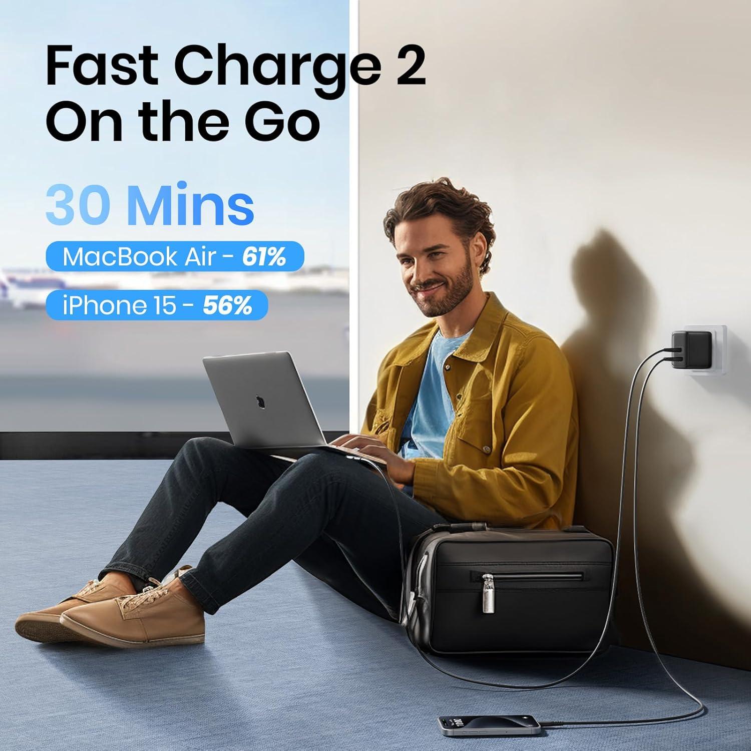 Cargador USB-C INIU 65W Doble Puerto Carga Rápida Negro