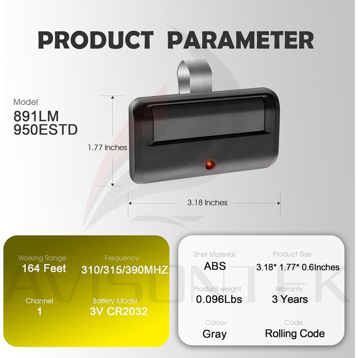 Control Remoto de Garaje Chamberlain 950ESTD 3 Unidades