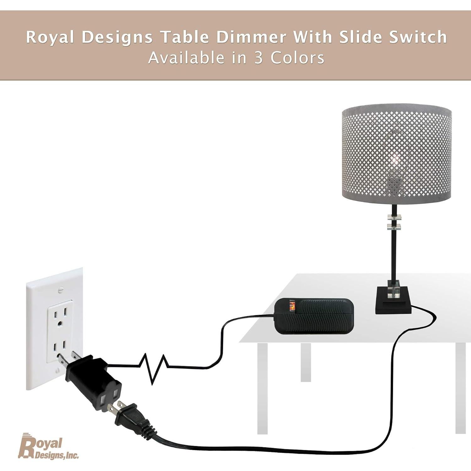 Regulador de Lámpara Enchufable Royal Designs TD-2002, Negro, Paquete de 2