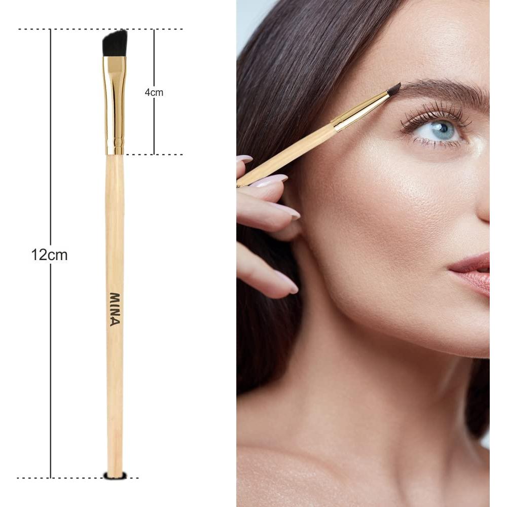 Brocha de cejas en ángulo Mina de bambú profesional con spoolie