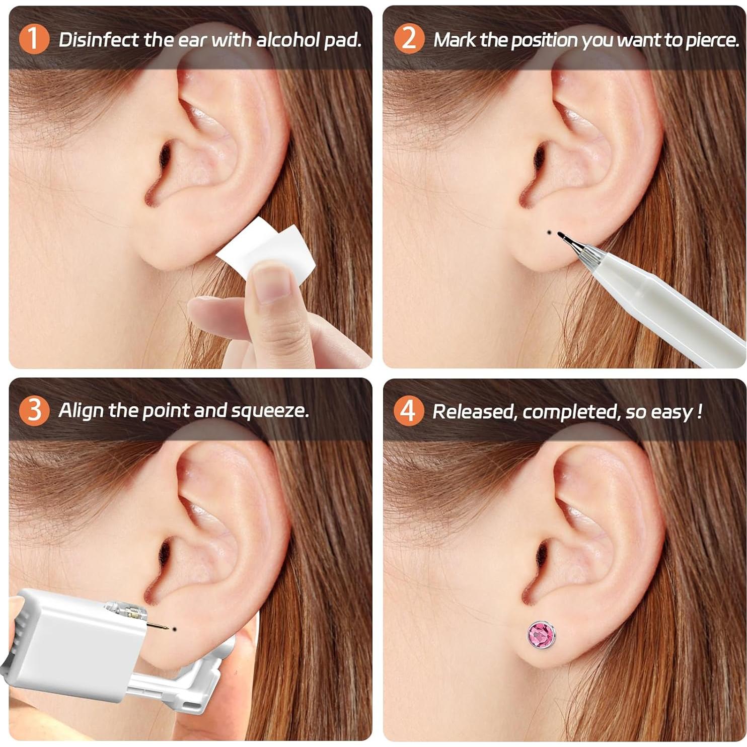 Kit de perforación de orejas BLS 204 con aretes de 24K