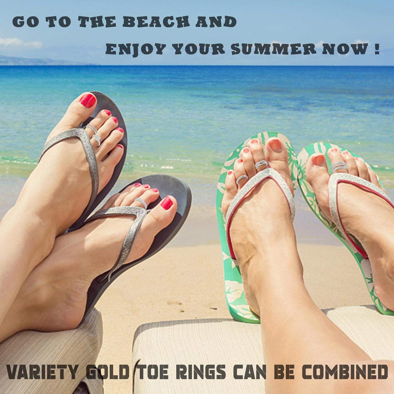 Juego de 4 Anillos Ajustables de Plata 925 para Mujeres