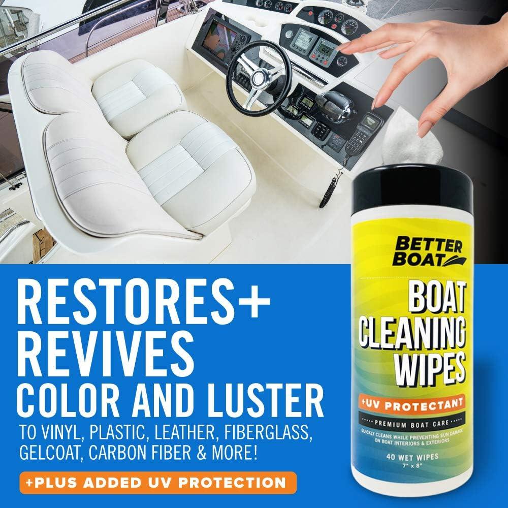 Boat Cleaner Wipes with UV Protection, Marine Vinyl Cleaner and Protectant, for Boat Seats, Car Leather, Dashboard, Console, Interior, and Exterior Cleaning Supplies