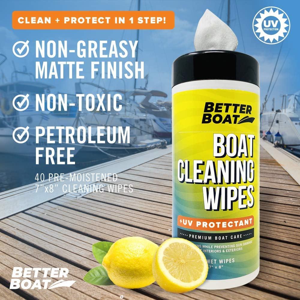 Boat Cleaner Wipes with UV Protection, Marine Vinyl Cleaner and Protectant, for Boat Seats, Car Leather, Dashboard, Console, Interior, and Exterior Cleaning Supplies