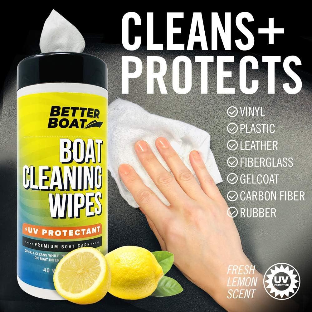 Boat Cleaner Wipes with UV Protection, Marine Vinyl Cleaner and Protectant, for Boat Seats, Car Leather, Dashboard, Console, Interior, and Exterior Cleaning Supplies