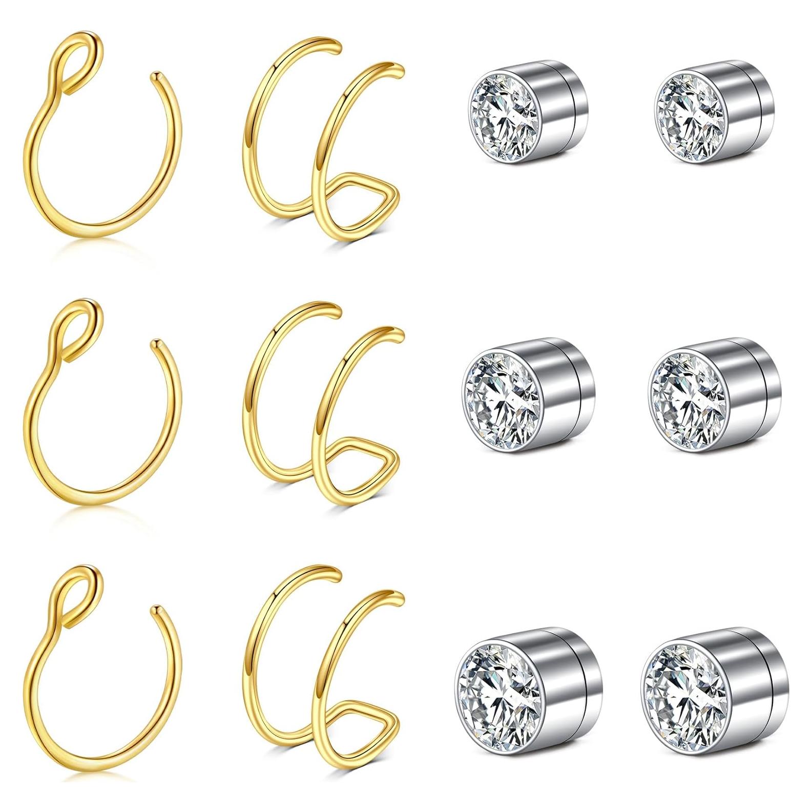 Aro Falso para Nariz JFORYOU 3 Piezas Acero Inoxidable