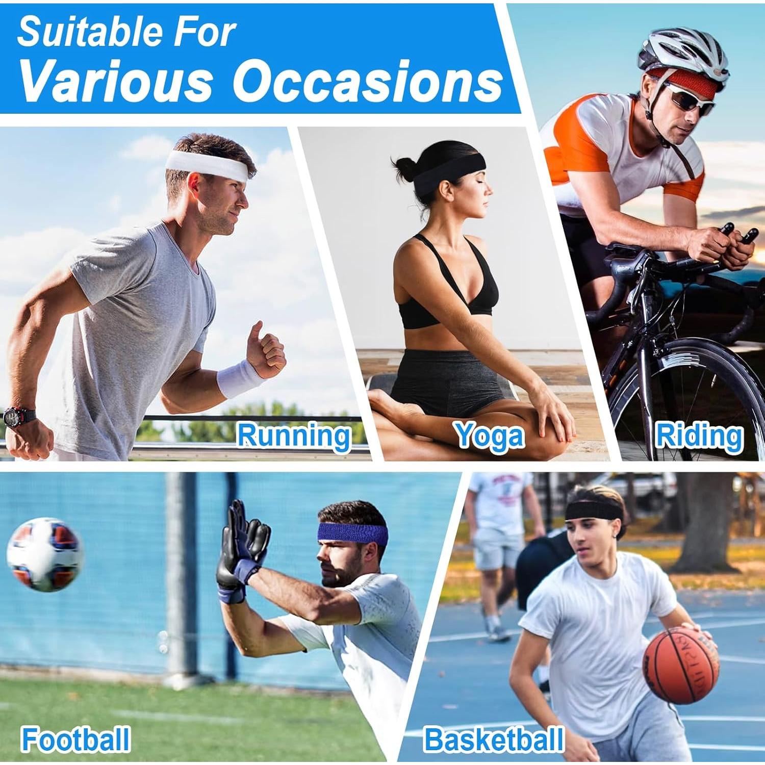 Banda de Sudor Deportiva Jueerun - 10 Pcs Algodón Unisex