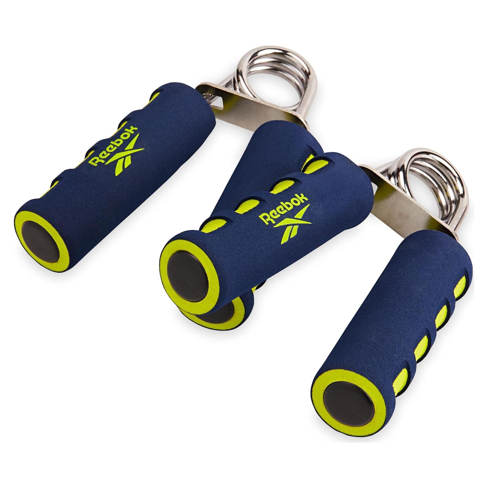 Agarradores de Mano Reebok 2-Pack, Muñequera de Resorte, Azul/Lima